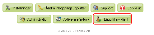 Nyheter i Fortnox Klienthanterare Lägg till ny klient Knappen Beställ program för ny