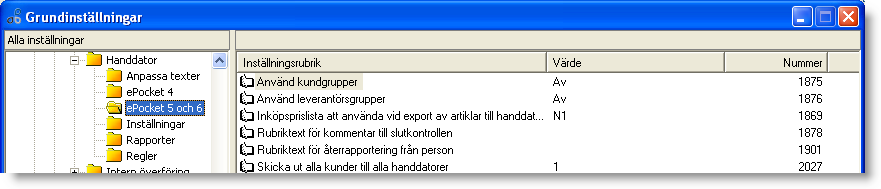 Handdatortyp. Ange vilken typ av handdatorkoppling du har. Du kan välja mellan Ingen, Entré Mobil 6 (Handyman) och AddMobile. Standardmall för import av artikel.