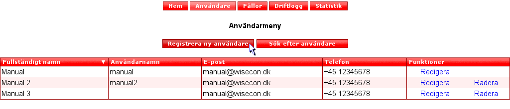 Registrera ny användare En användare kan logga in på WisePlan och använda funktionerna utifrån sina tilldelade