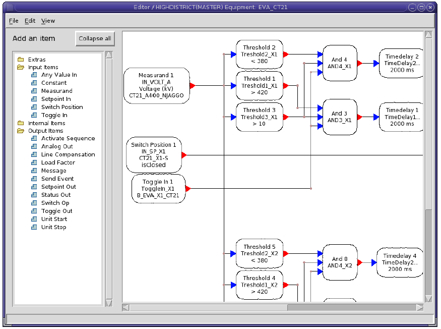 4.1.4 DESIGN AV AUTOMATIKER Inställningarna för automatiker görs genom ett grafiskt gränssnitt med matematiska och logiska funktionsblock, se Figur 4.1 nedan.