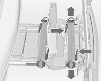 Förvaring 65 Fäll ut pedalarmshållarna Anpassning av det inbyggda transportsystemet till en cykel Fäll den ena eller båda pedalarmshållarna