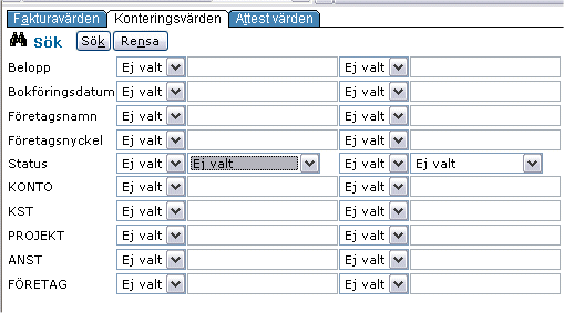 Har du valt urvalet till skrivbordet visas fakturorna du sökt fram under Sökta fakturor på skrivbordet.