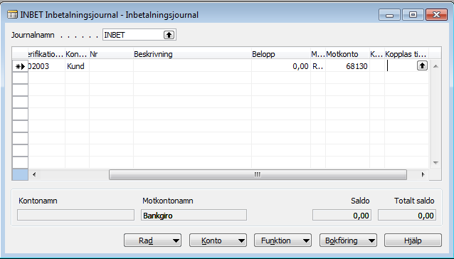 Genom att pila till höger i bilden framgår det att båda posterna är låsta och att restbeloppet är 0. Markera nu linjen med inbetalningen och tryck på knappen Analysera.