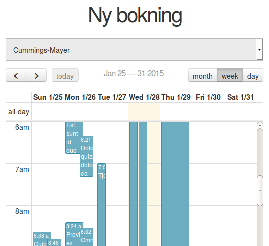 Figur 7.7: Vy för ny bokning, del 1 Figur 7.8: Vy för ny bokning, del 2 Figur 7.