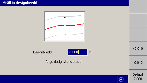 Använda 3D-styrning i fält 5 1 A (start) 2 B (slut) Bild 5.4 Vald 3D-linje 3. Tryck på Ställ in bredd. 4.