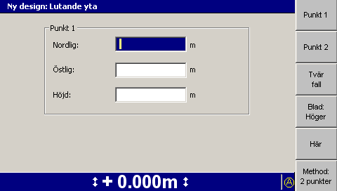 Använda 3D-styrning i fält 5 Notera För mer information om de element som en lutande yta utgörs av, se referensmanualen för GCS900 Grade Control System.