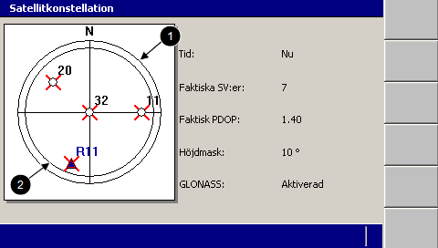 Felsökning i fält 7 Notera Systemet använder inte data från satelliter som märkts som "dåliga", och visar dem inte heller i satellitkonstellationsvyn.