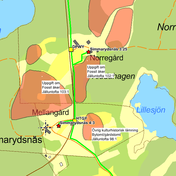 12 Bytomt/gårdstomt Jälluntofta 98:1 Övrig kulturhistorisk lämning 13 Fossil åker Jälluntofta 103:1 Uppgift om 14 Fossil åker Jälluntofta 102:1