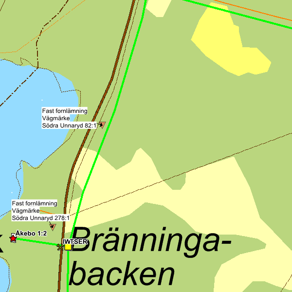 40 Vägmärke Södra Unnaryd 82:1 Fast fornlämning 41 Vägmärke Södra Unnaryd 278:1 Fast