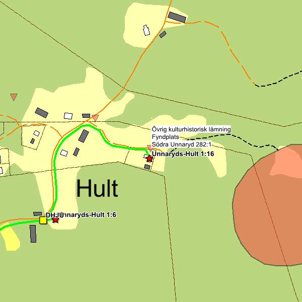 65 Fyndplats Södra Unnaryd 282:1 Övrig kulturhistorisk
