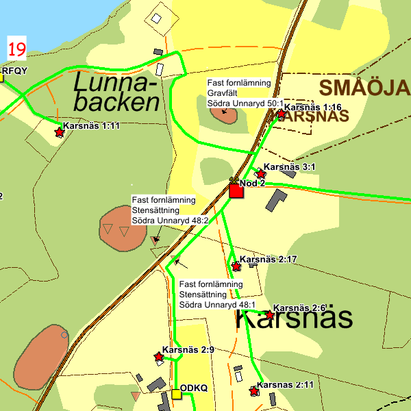 75 Gravfält Södra Unnaryd 50:1 Fast fornlämning 76 Stensättning Södra Unnaryd 48:1 Fast fornlämning 77