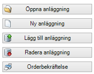 2014-11-19 Sida 18/19 3. Administrera anläggningar Öppna anläggning - öppnar anläggningen som är markerad i listan. Ny anläggning - skapar ny anläggning som är kopplad till ordern.