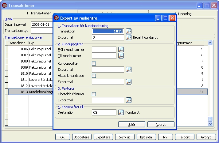 Automatiserad export av kundreskontra Med Entré s funktioner för export av reskontra kan export ske automatiskt i bakgrunden utan att den som ansvarar för rutinen behöver bry sig om hur och var filen