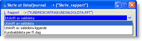 o Alla fakturor i perioden samt obetalda före perioden. Detta alternativ tar fram alla fakturor i vald period (se urval) oavsett betalningsstatus samt alla obetalda före vald period.