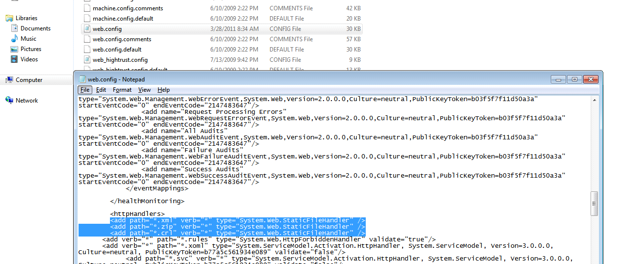 Adobe Update Server Setup Tool Se till att webbservern är rätt konfigurerad 152 6. Lägg till httphandles för filnamnstilläggen ZIP, XML, CRL, DMG och SIG i filen web.config så här: Felsökning 7.