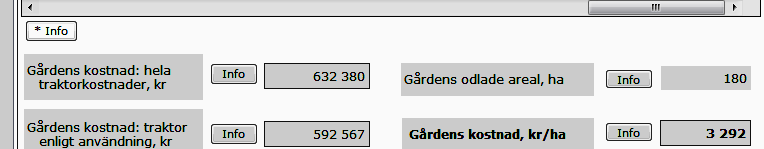 I Sammanställningsbladet visas att en traktor (110 kw) valts till redskapet (plogen) genom att den gul-röda bakgrunden och texten Välj en traktor, har ersatts av den valda traktorns information, se