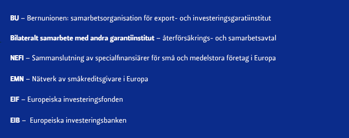 INTRESSENTGRUPPER Samarbete mellan finansinstitut Finland fick ett undantagstillstånd att försäkra exportaffärer med kort betalningstid till industriländer i väst Tack vare undantagstillståndet som