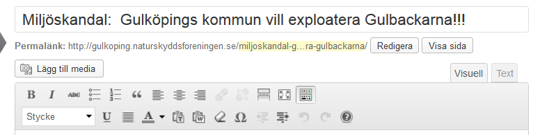 Efter att du har skrivit rubriken klickar du på ikonen längst till höga i verktygsfältet När du har gjort det öppnas ytterligare en verktygsrad som ger dig möjlighet att klistra in text från