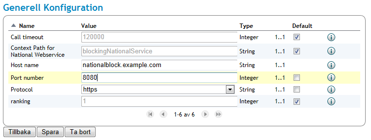 Figur 18: Gui för konfiguration av Block National Webservice