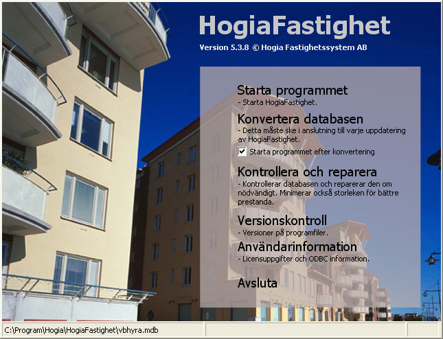 Starta programmet första gången Så här startar du programmet Det finns en ikon på skrivbordet som heter HogiaFastighet som du kan starta programmet med genom att dubbelklicka på den.