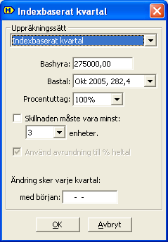 Om du klickar på knappen Lägg till får du upp följande dialog. I denna dialog väljer du först om det är en höjning eller en sänkning.