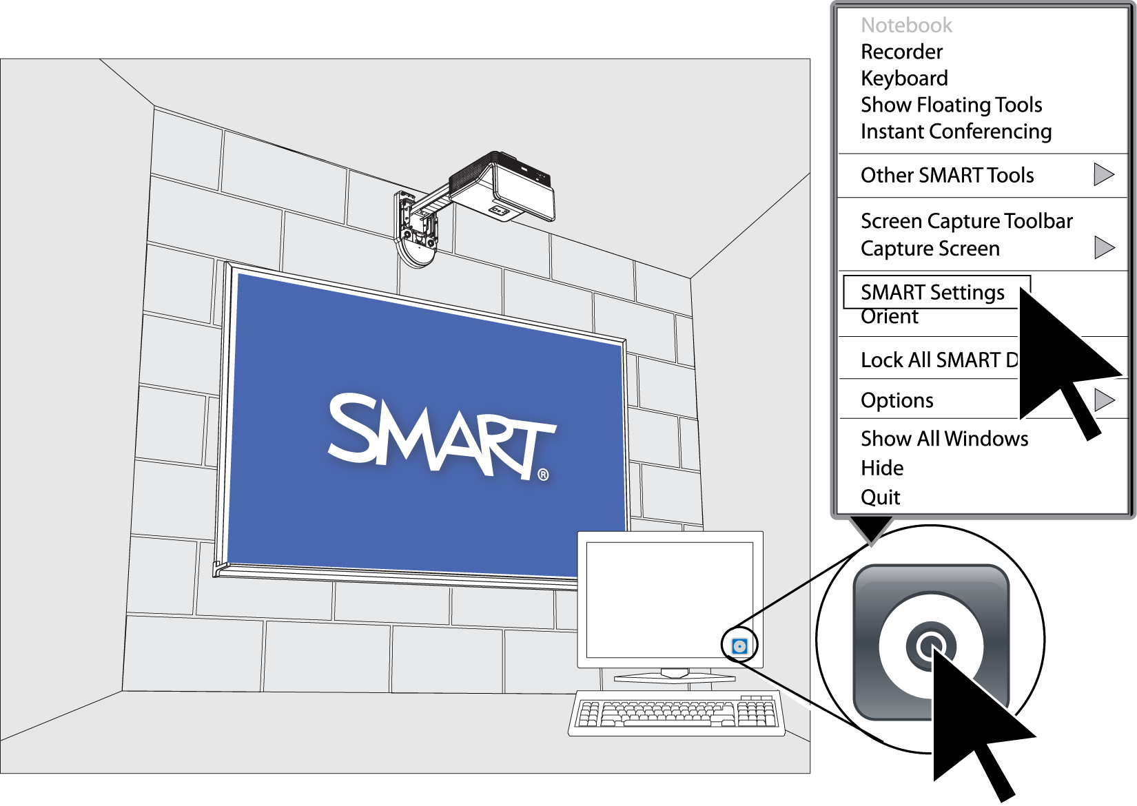 K A P I T E L 7 Felsökning av projektorn Hur man felsöker SMART-produkten med anslutningsguiden 1.