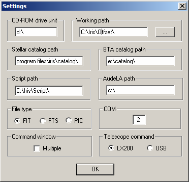 Sedan väljer vi menyvalet File -> Settings och får upp följande bild. Först ändrar vi File type till FIT. Iris använder två filformat. PIC är ett internt format för Iris.