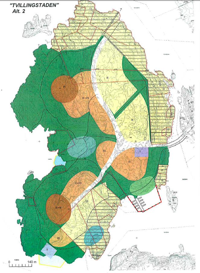 2.2 Fall 2: Tvillingstaden Tvillingstaden är ett större alternativ bostadsmässigt. Det huvudsakliga syftet är att kunna etablera mer människor i Mariehamn och därmed på Åland.