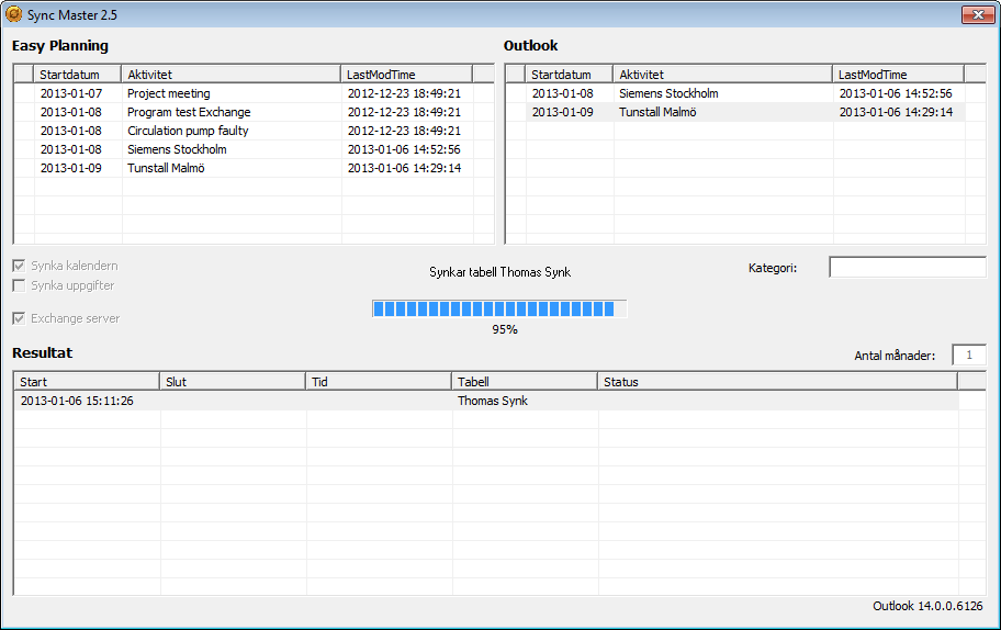 Sync Master Programmet Sync Master sköter synkningen helt automatiskt.