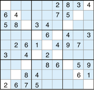 SUDOKU -X Ett vanligt sudoku - fast här ska även den långa diagonalen