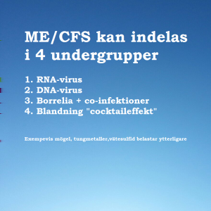 Teori om undergrupper och behandling av ME/CFS Att virus finns som bakomliggande orsak hos många ME/CFS-patienter är många internationellt erkända forskare