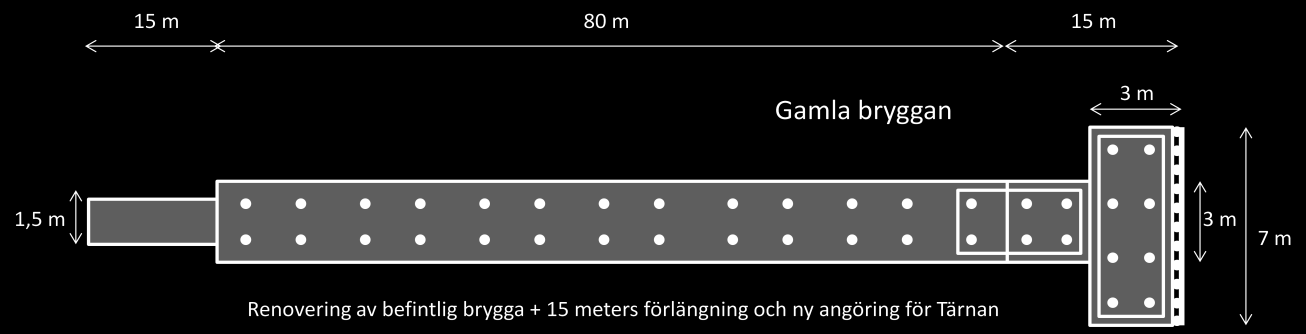 . Fristående vågbrytare I uppdraget ingick även att titta på för och nackdelar med en fristående vågbrytare i form av ett eller flera betongpontonelement en bit ut i vattnet för att kunna skydda