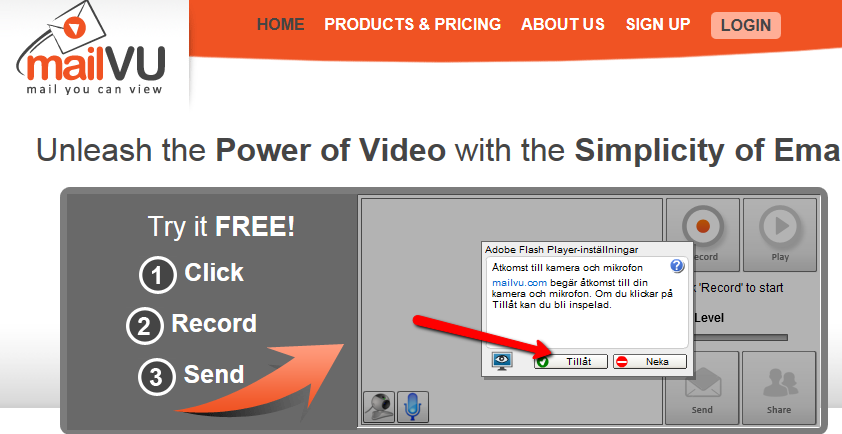 På mailvu:s webbsida kan du spela in och skicka en video med några få klick.