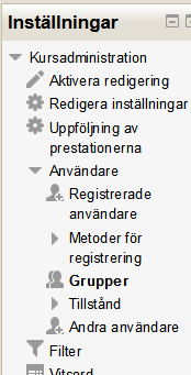 5. Grupper 5.1 Inställningar för grupper på kursnivå I Inställningar> Kursadministration > Redigera inställningar kan du göra inställningar på kursnivå för gruppfunktionen i Moodle.