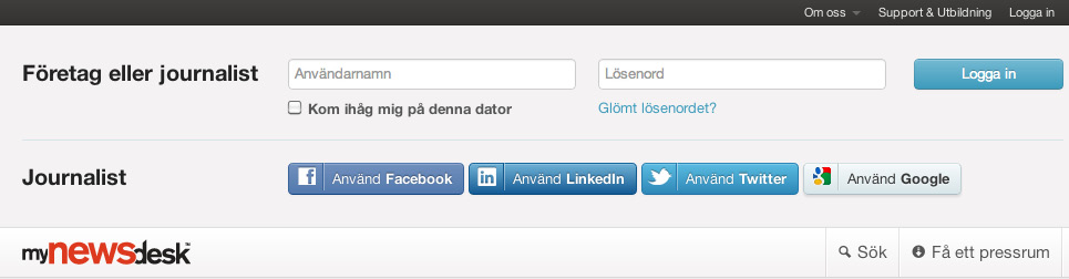 Har du inte fått några inloggningsuppgifter, be den som ansvarar för ert Mynewsdesk konto att bjuda in dig, längst ner på sidan ser du hur man gör det. Har du glömt ditt lösenord?