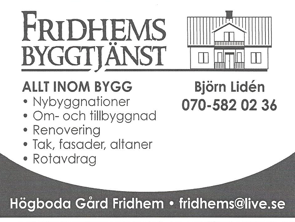 Föreningar i Boda Boda Ridklubb: ordf. Pia-Britt Hildebrand 070-9601646 Folkets Husföreningen: ordf.