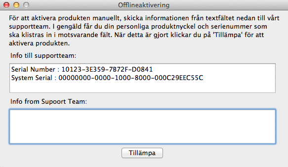 7 2. Som ett resultat ska du nu har din egen produktnyckel och serienummer. Klistra in dem i motsvarande fält och klicka sedan på Aktivera.