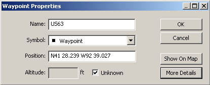 Använda MapSource > Skapa och redigera waypoints Skapa och redigera waypoints En waypoint är en punkt på den grafiska kartan som du lagrar i minnet.