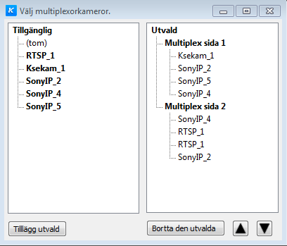 2.1 Multiplexvy I stället för den vanliga skärmvyn med kameravybilder är det möjligt att bygga upp för flera skärmar så kallade multiplexvy där i rutnätform visas livebilder från ultvalda