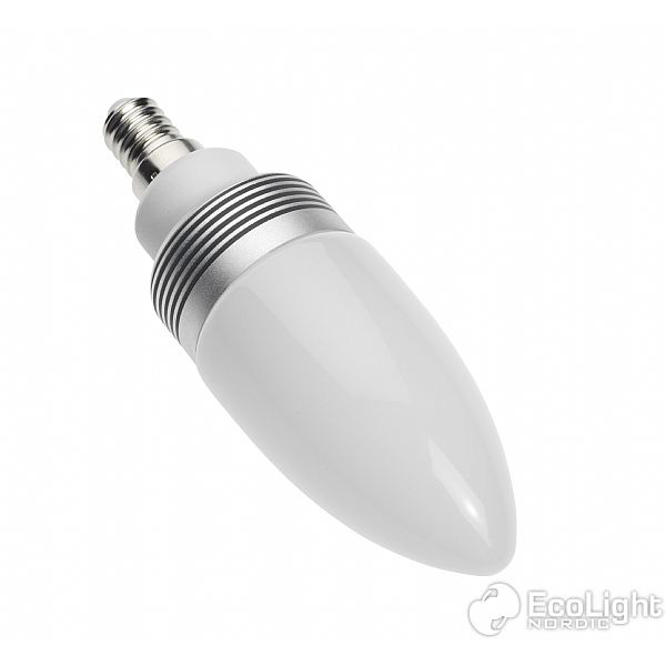 LED E14 Sockel EcoLED 3W Kort Kronljuslampa Varmvitt ljus Miljövänlig LED-lampa, som passar istället för traditionella glödlampor.