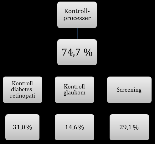 Kontrollprocesserna (se Figur 29) står för den största andelen patientbesök, 74,7 %.
