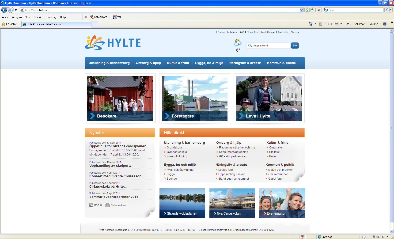 Webbplats Designen på Hylte kommuns webbplats utgår från den grafiska manualen.