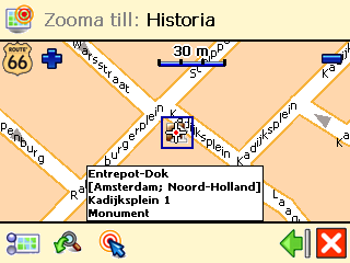 Zooma till Säg att innan du börjar en ny resa skulle du vilja se en särskild plats på kartan och intressanta platser runt denna plats.