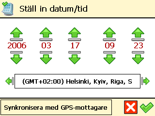 Ställ in datum/tid Du kan modifiera datum och tid som visas av din ROUTE 66-produkt. ❶ Tryck på Ändra inställningar i Huvudmeny. ❷ Välj Ställ in datum/tid.