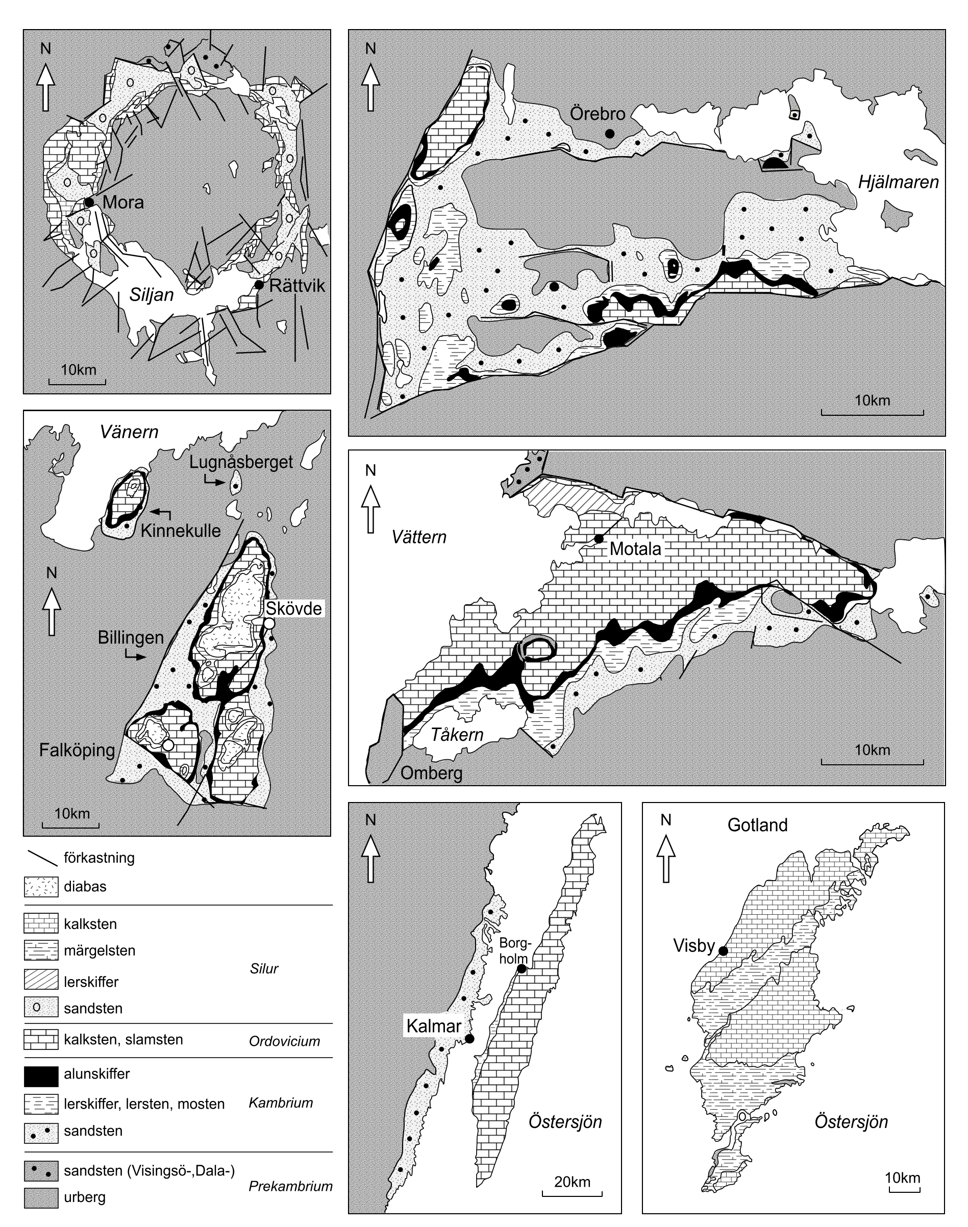 TK Fanerozoisk berggrund Några områden i Sverige med fanerozoisk berggrund1 samt berggrundens bergarter och ålder2.