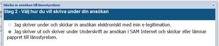 Om du har varningar och observera kvar i din ansökan när du klickar på Skicka in måste du i steg 1 bocka för en ruta där du väljer att skicka in din ansökan även om varningar och observera finns kvar.