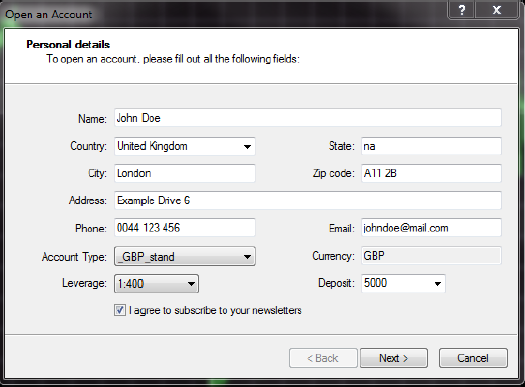 2. Hur öppnar jag min första demo konto? Öppna MetaTrader 4. Klicka på [File] [Open an account] Du kommer då att bli ombedd att fylla i ett formulär.