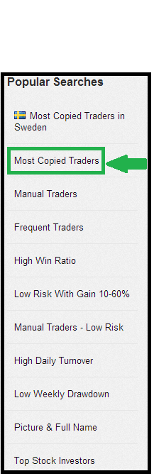 Klicka på Most Copied Traders för
