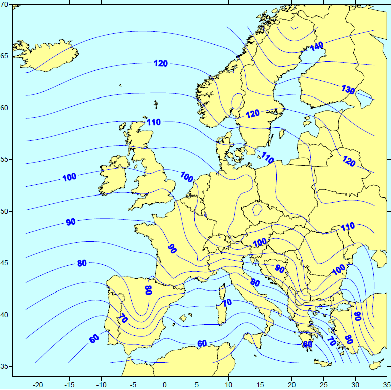 Figur 8 Europeiskt värmeindex (Werner) Storbritanniens nettobehov för värme och elektricitet per kvadratmeter ligger över EU15-medel, vilket ses i Figur 9.