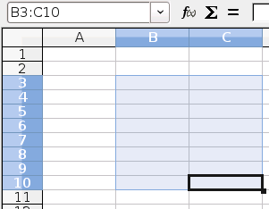 Navigera inom tabelldokument Figur 69. Calc-Navigatorn Flytta från cell till cell I tabelldokument har en cell, eller en grupp av celler, normalt mörkare kanter.